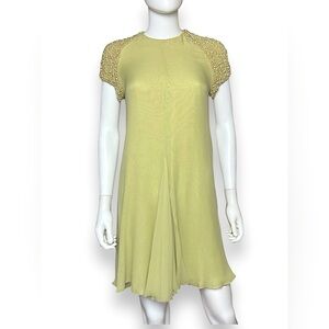 NWT AGOSTINO Pearl Embellished Cap-Sleeve Dress